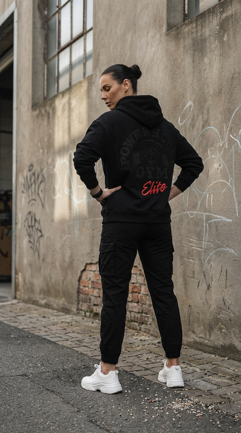 Black Oversize Powerhouse Gym Elite Hoodie