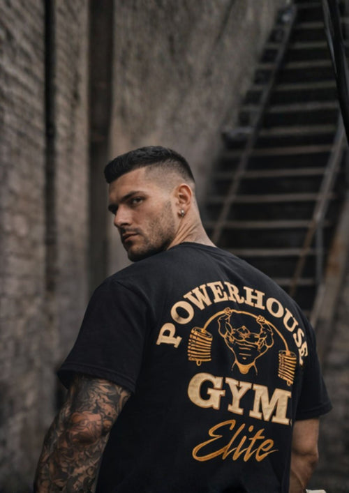 Black & Tan Oversized Tee | Powerhouse Gym Elite Tee