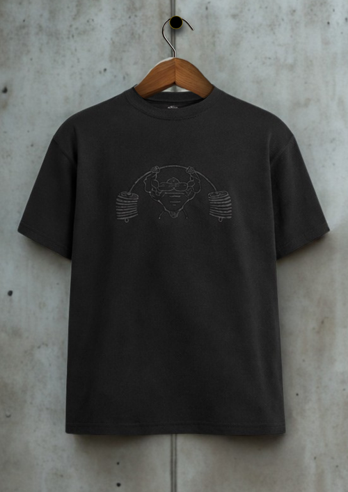 Black on Black T-Shirt Oversized T-Shirt | Powerhouse Gym Elite Apparel